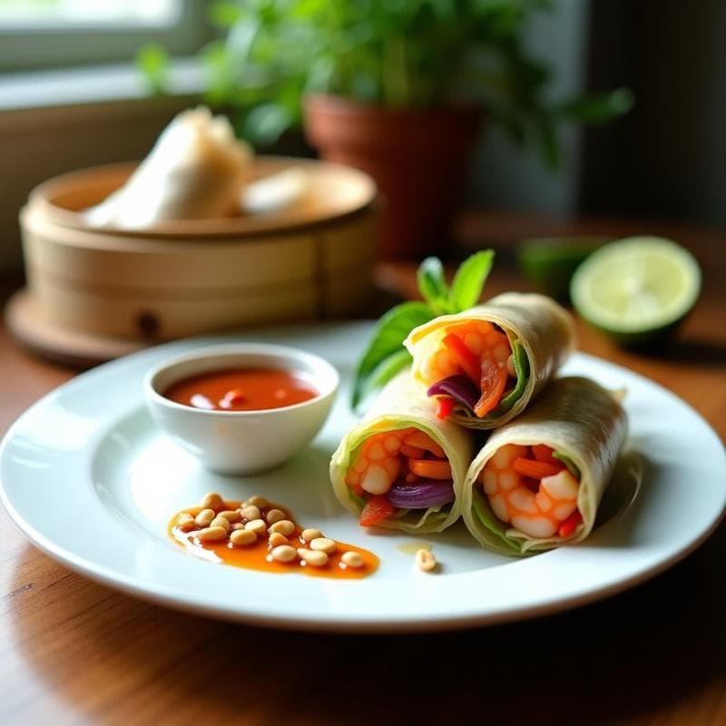 Rollitos de Col China y Gambas con Salsa de Tamarindo y Miel de Agave: Receta Tailandesa en Wok