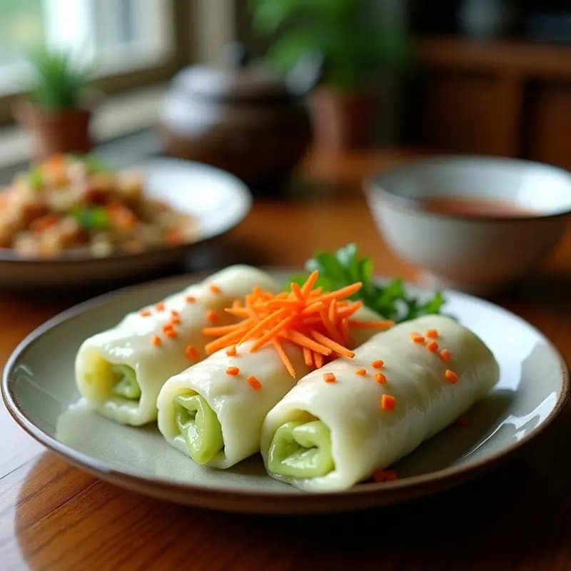 Rollitos de Col China con Relleno de Tofu y Zanahoria: Entrante Chino Vegano al Vapor
