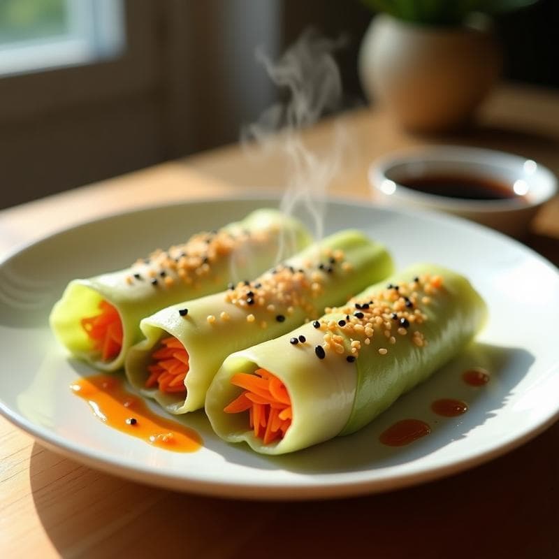 Rollitos de Col china con Zanahoria y Jengibre al Vapor: Receta Vegana y Sin Gluten