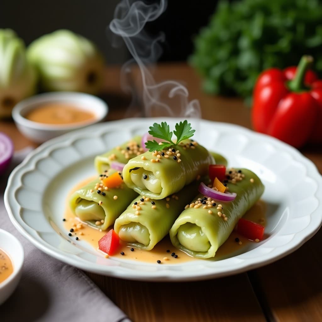 Rollitos de Col China y Zapatitos de la Huerta: Receta Vegana al Vapor con Salsa de Sésamo