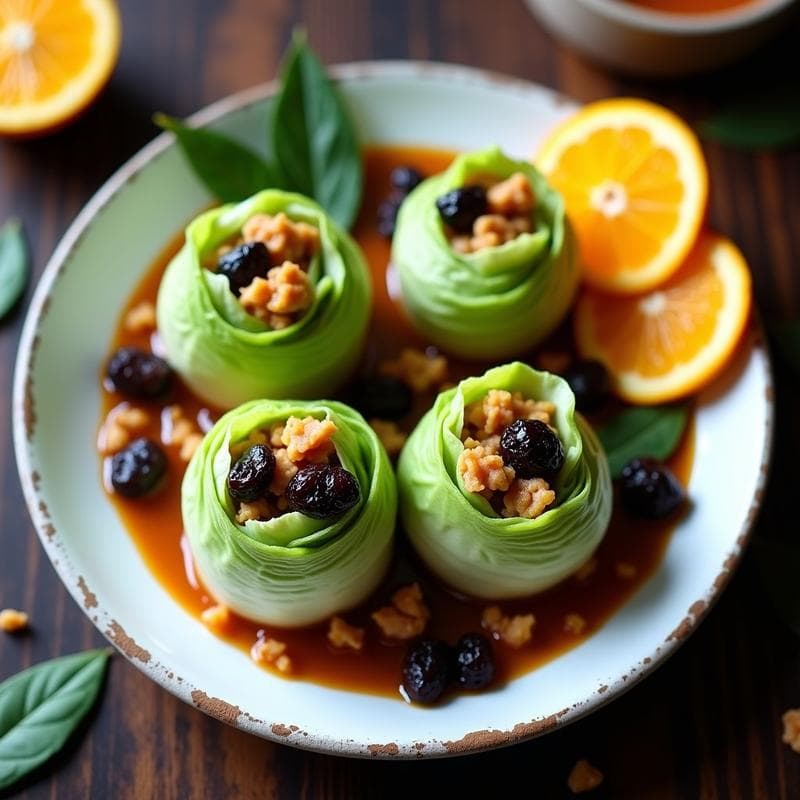 Rollitos de Col Rellena con Picadillo de Jackfruit y Ciruelas Pasas: Receta Vegana de Inspiración Cubana
