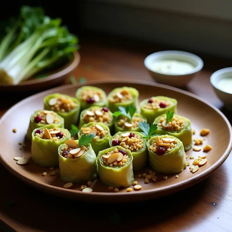 Rollitos de Col Rellena con Quinoa y Arándanos: Aperitivo Armenio Keto en Thermomix