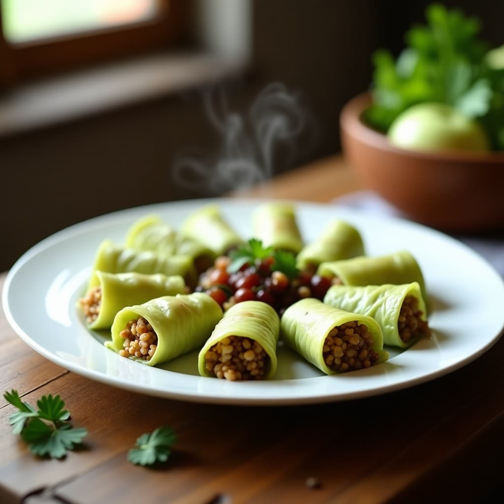 Rollitos de Col Rellena de Quinoa y Dátiles: Aperitivo Vegano al Vapor con Toque Dulce