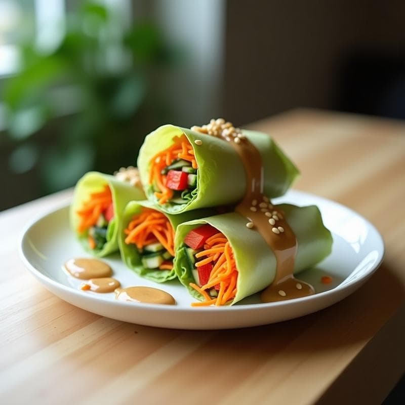 Rollitos de Col Repoleta con Salsa de Cacahuete y Limón: Aperitivo Tailandés Vegano y Crudivegano