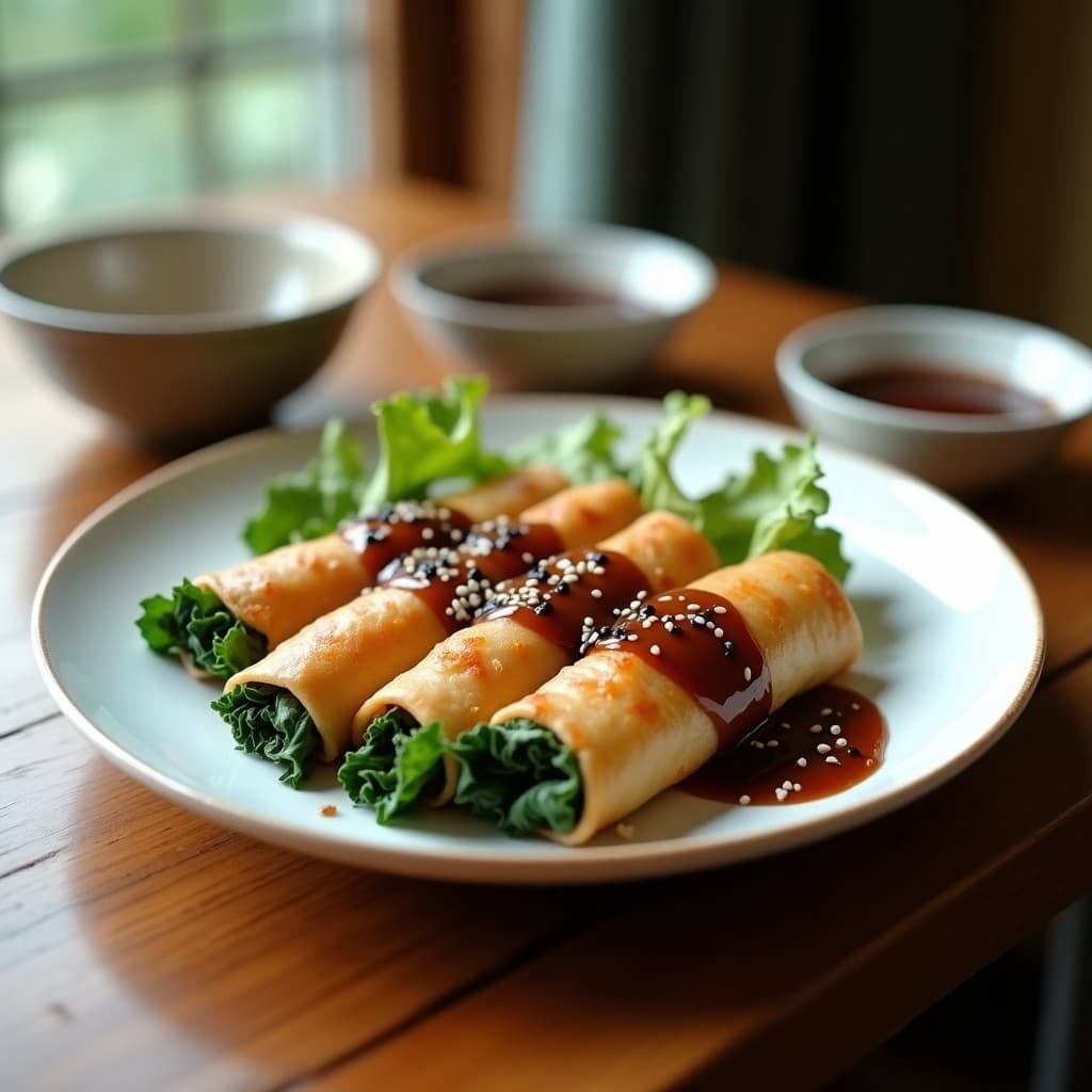 Rollitos de Col Rizada y Gamberas con Salsa de Miso: Receta en Airfryer con Toque Japonés