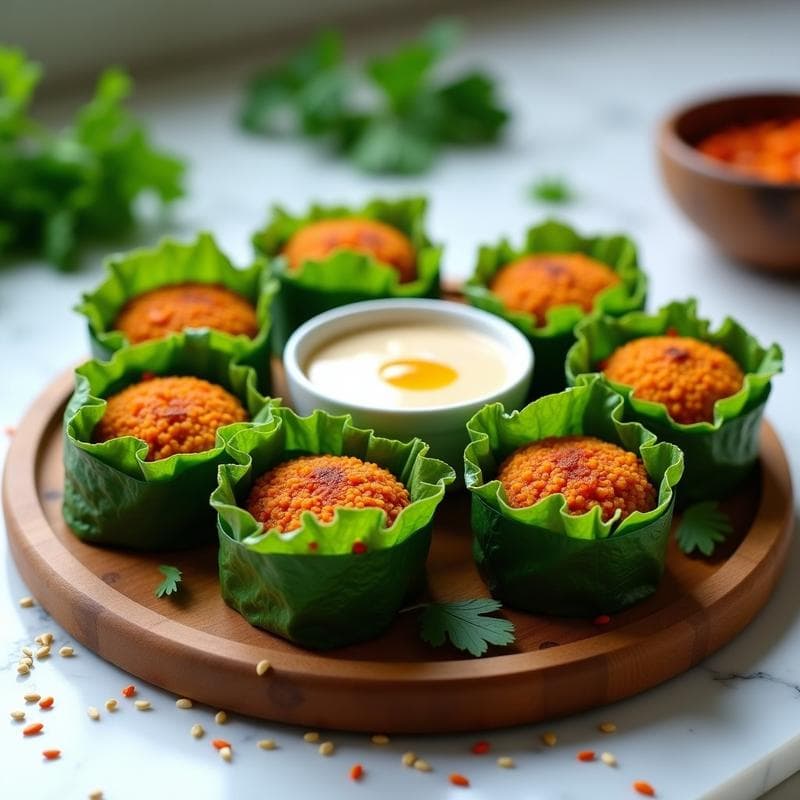 Rollitos de Col Rizada con Falafel y Tahini: Aperitivo Crudivegano en 15 Minutos