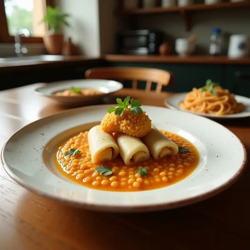 Rollitos de Col Rizada con Puré de Garbanzos Negros y Limón Confitado: Aperitivo Mediterráneo Crudo