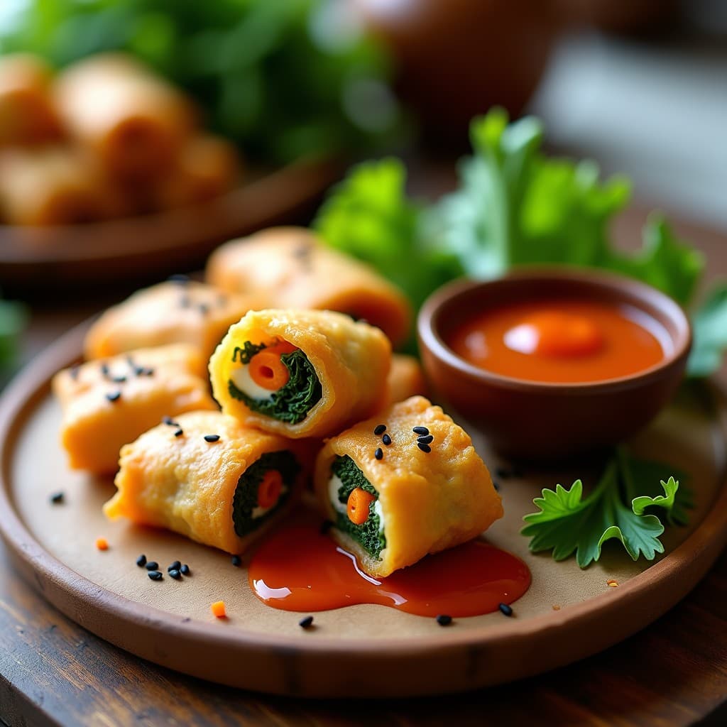 Rollitos de Col Rizada y Queso de Anacardos con Salsa de Tamarindo: Receta en Airfryer y Sin Fritura