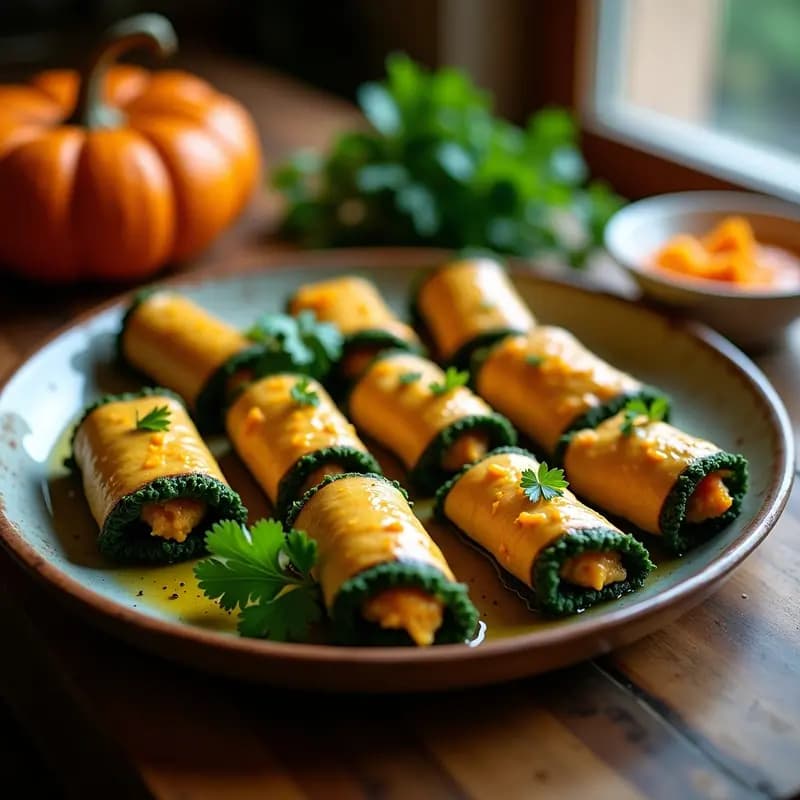 Rollitos de Col Rizada rellenos de Quinoa y Puré de Calabaza: Receta Sin Gluten al Horno