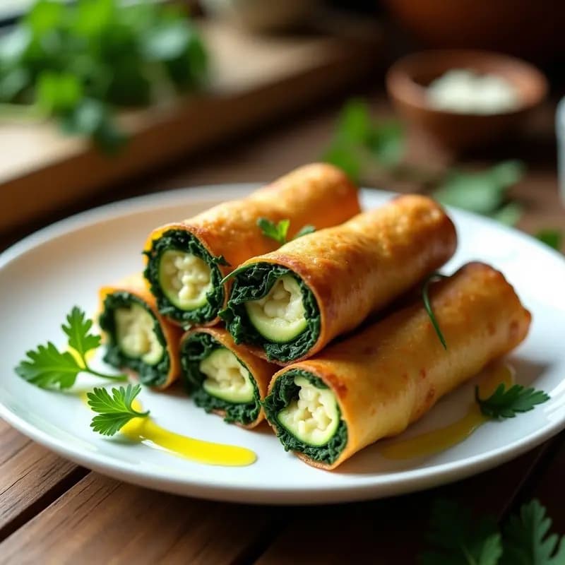Rollitos de Col Rizada con Relleno de Zucchini y Queso de Cabra: Receta Mediterránea en Airfryer