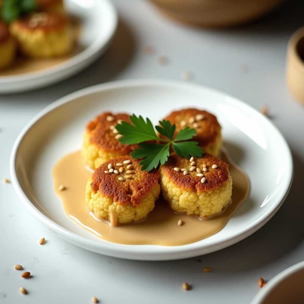 Rollitos de Col Flor Rellenos de Falafel: Receta Vegana al Vapor con Sahina de Tahini