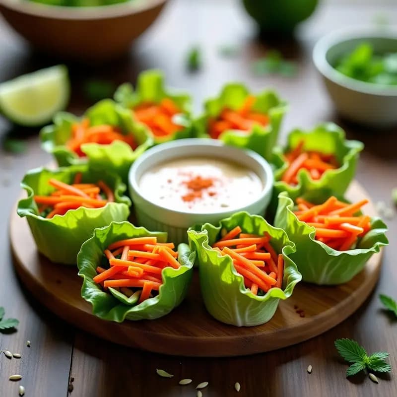 Rollitos de Lechuza Crudas con Salsa de Anacardos: Aperitivo Vegano y Sin Cocción