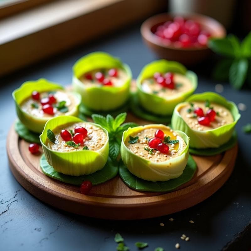 Rollitos de Endibia Rellenos de Hummus y Granada: Aperitivo Vegano y Crunchy en 10 Minutos