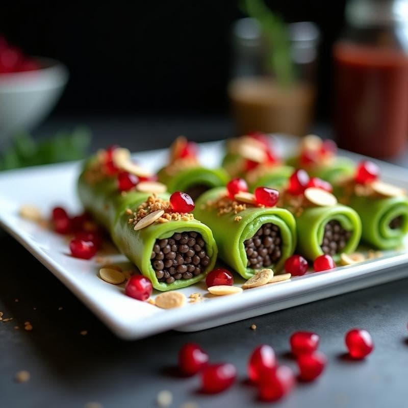 Rollitos de Endivia con Paté de Lentejas Beluga y Granados: Entrante Vegano y Elegante en 12 Minutos