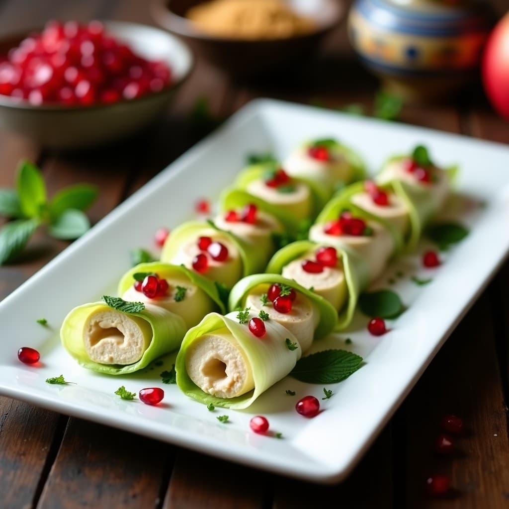 Rollitos de Endivia con Queso de Anacardos y Granados: Entrante Árabe Sin Gluten