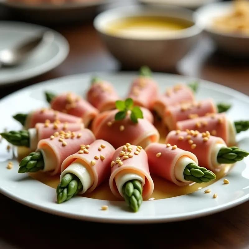 Rollitos de Espárrago y Jamón York con Queso Cream Cheese: Aperitivo Elegante en 10 Minutos