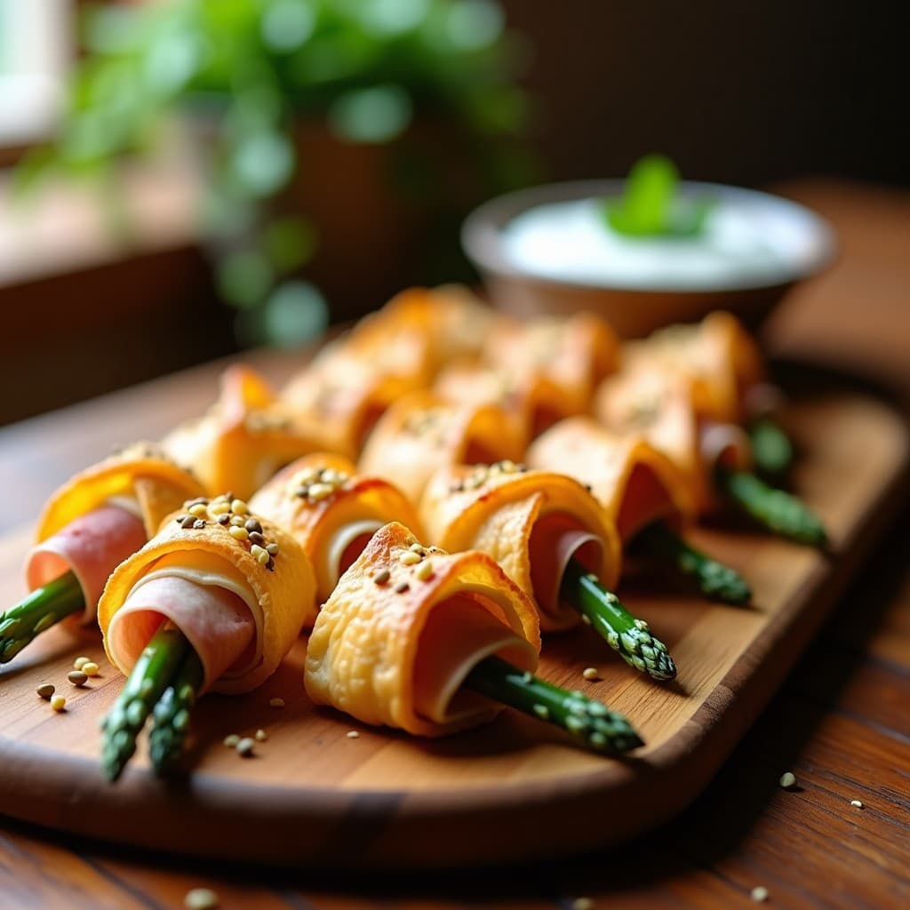 Rollitos de Espárragos Blancos y Jamón Serrano en Masa Filo: Aperitivo Griego Keto