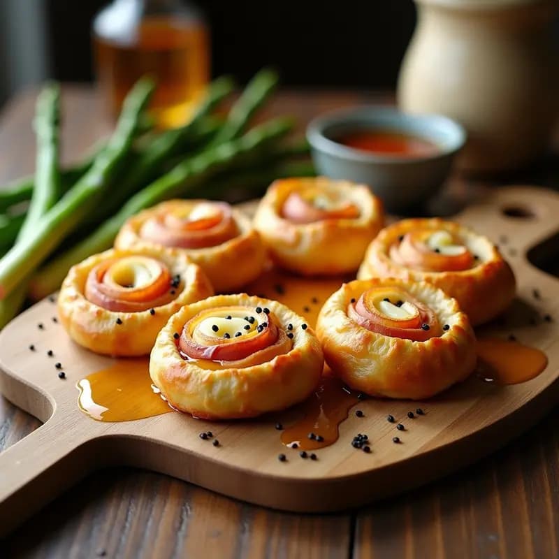 Rollitos de Espárragos Trinchados con Jamón Serrano y Queso Brie: Tapa Francesa Gourmet