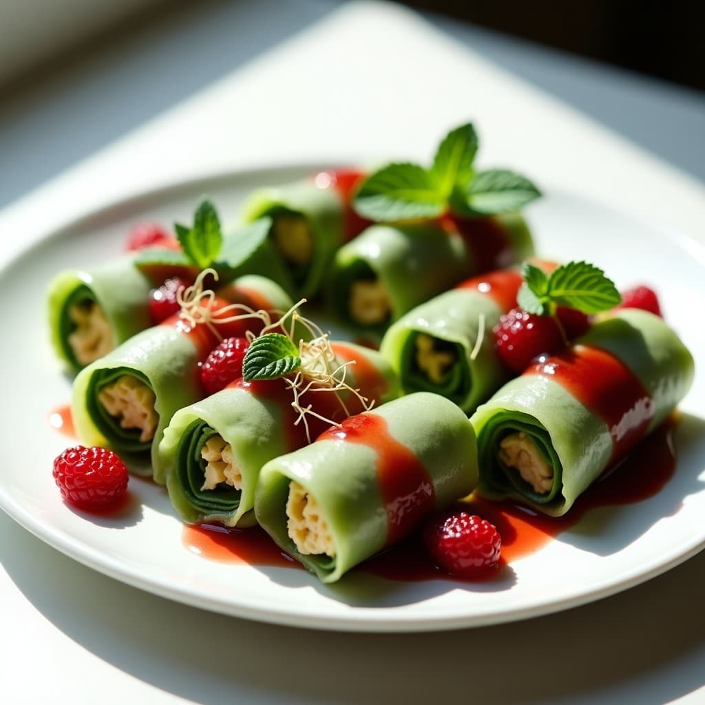 Rollitos de Espárragos Trigueros y Queso de Almendras con Vinagreta de Frutos Rojos: Receta Vegana Crudivegana