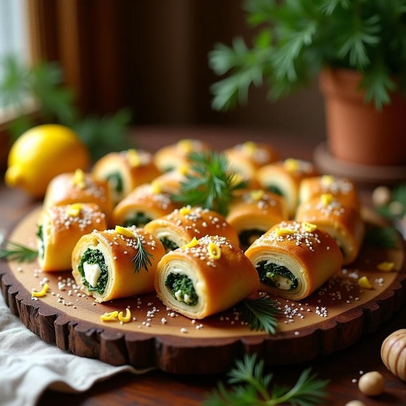 Rollitos de Espinacas y Queso Feta con Hojaldre de Filo: Entrante Griego Crujiente en 20 Minutos