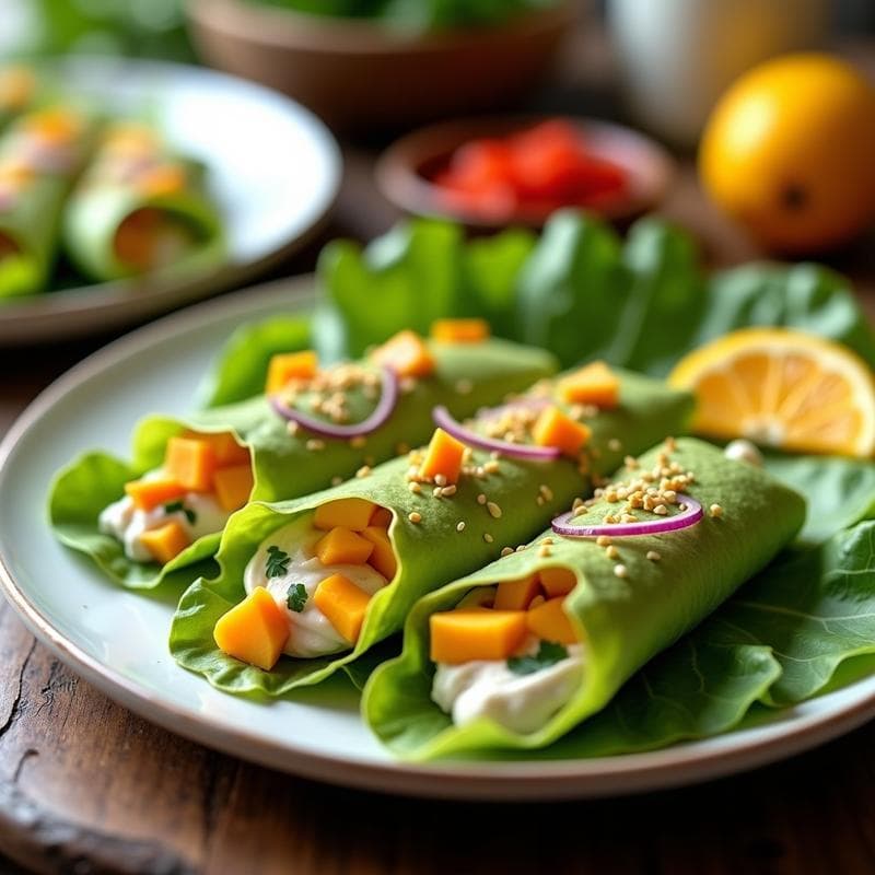 Rollitos de Higuerilla (Chaya) con Queso de Anacardos y Mango: Receta Yucateca Sin Gluten
