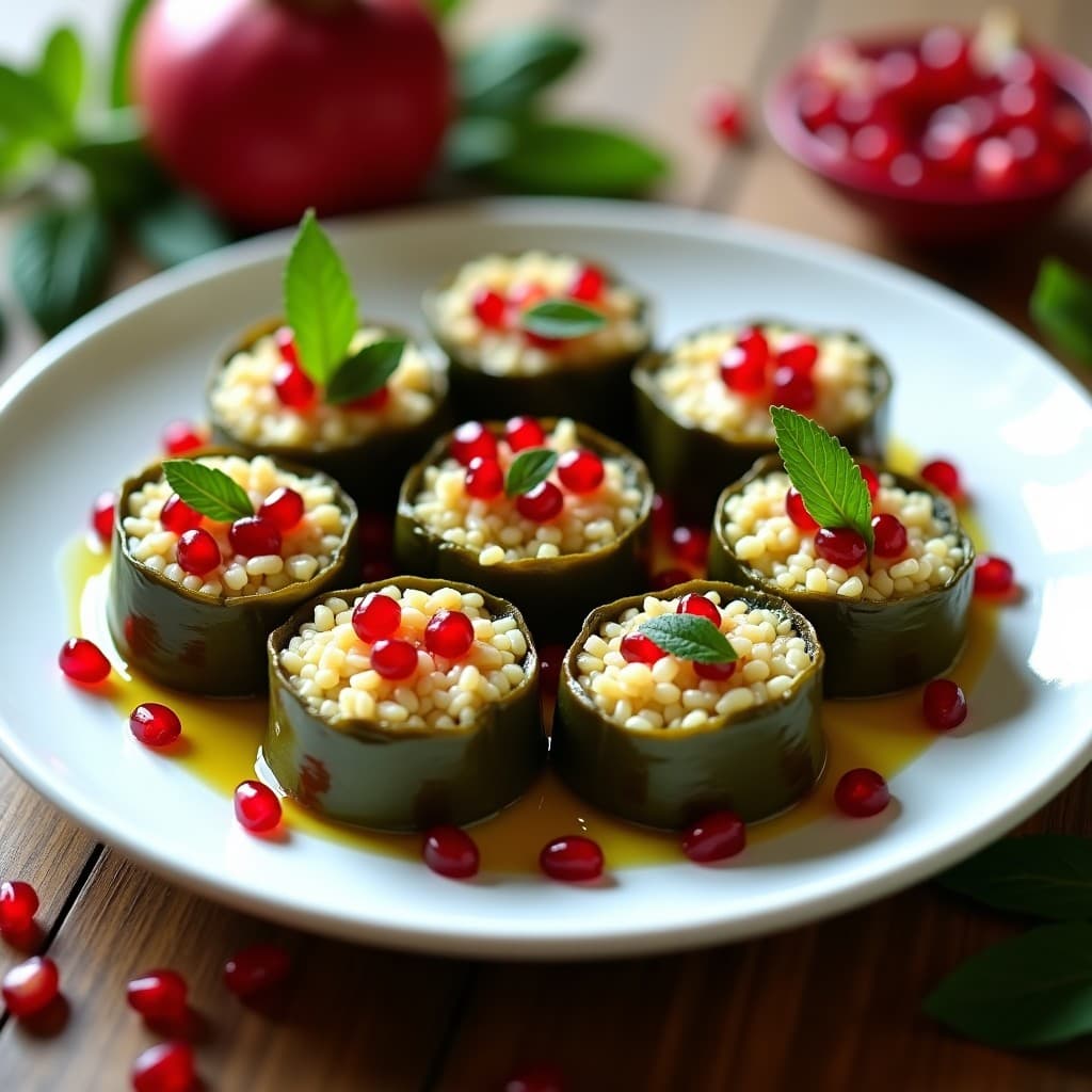 Rollitos de Hoja de Parra con Relleno de Arroz Basmati y Granadas: Receta Turca Vegana y Fresca