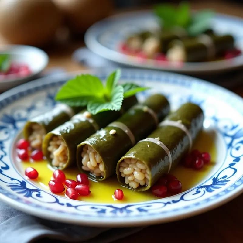Rollitos de Hoja de Parra con Arroz Silvestre y Granados: Receta Georgia Keto