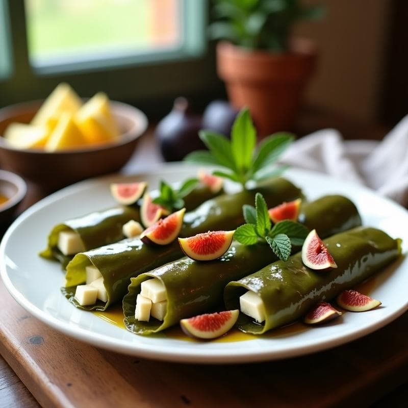 Rollitos de Hoja de Parra con Queso de Oveja y Higos: Receta Griega Tradicional en 20 Minutos