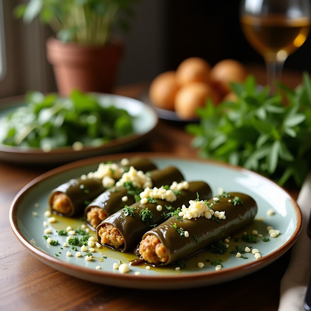 Rollitos de Hoja de Parra con Queso Vegano y Hierbas: Entrante Mediterráneo Sin Horno