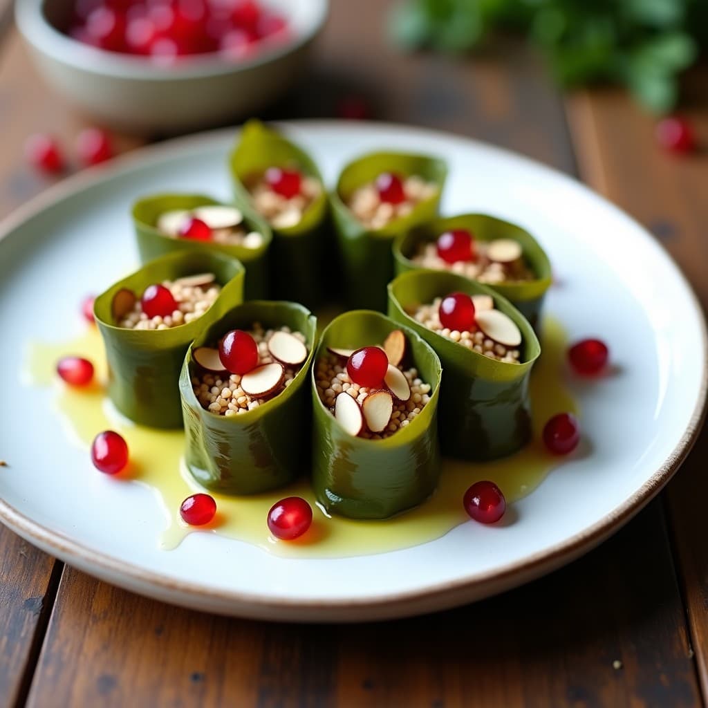 Rollitos de Hoja de Parra Rellenos de Quinoa y Granada: Receta Demonstrativa en 20 Minutos