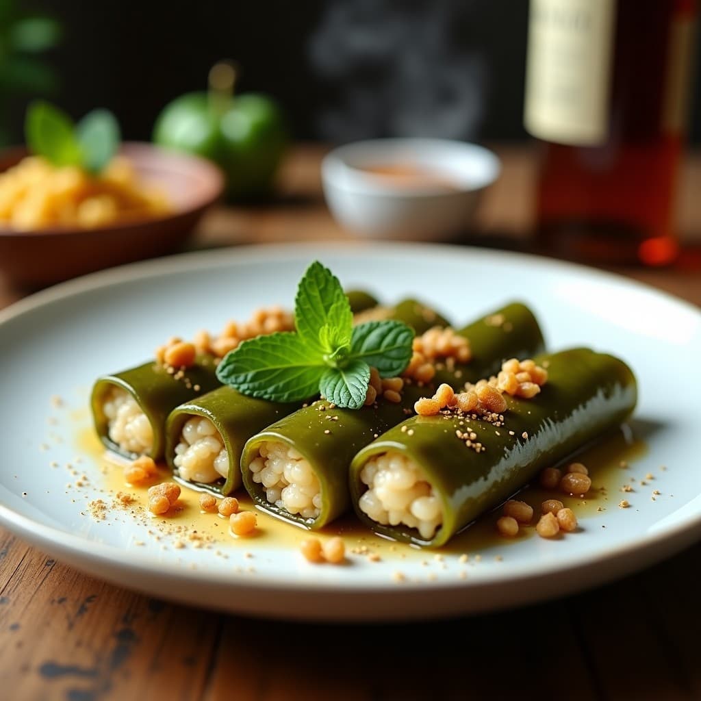 Rollitos de Hoja de Parra con Quinoa y Pasas de Uva Moscatel: Receta Libanes Vegana al Vapor