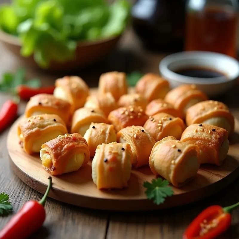 Rollitos de Hojaldre de Arroz con Relleno de Tofu Ahumado y Pimientos Asados: Aperitivo Vegano Crujiente