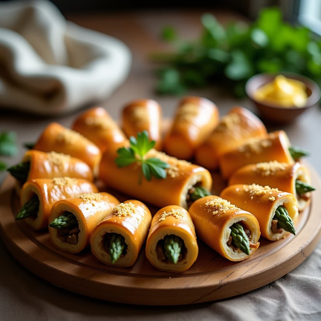 Rollitos de Hojaldre con Relleno de Champiñones y Espárragos: Aperitivo Francés en Airfryer