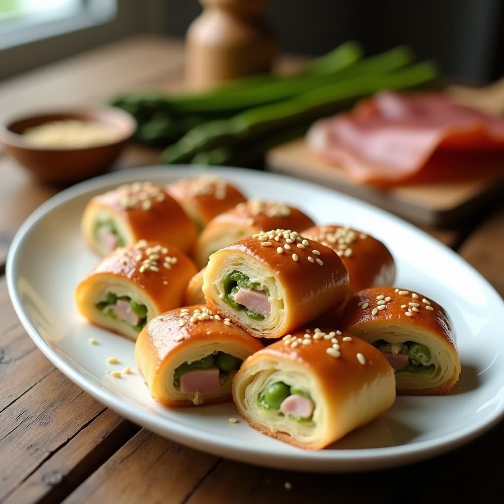 Rollitos de Hojaldre con Crema de Espárragos y Jamón Serrano: Aperitivo Español en 15 Minutos