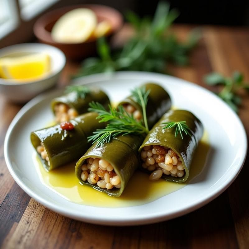 Rollitos de Hojas de Parra con Arroz Salvaje y Pasas: Receta Griega en Olla Express