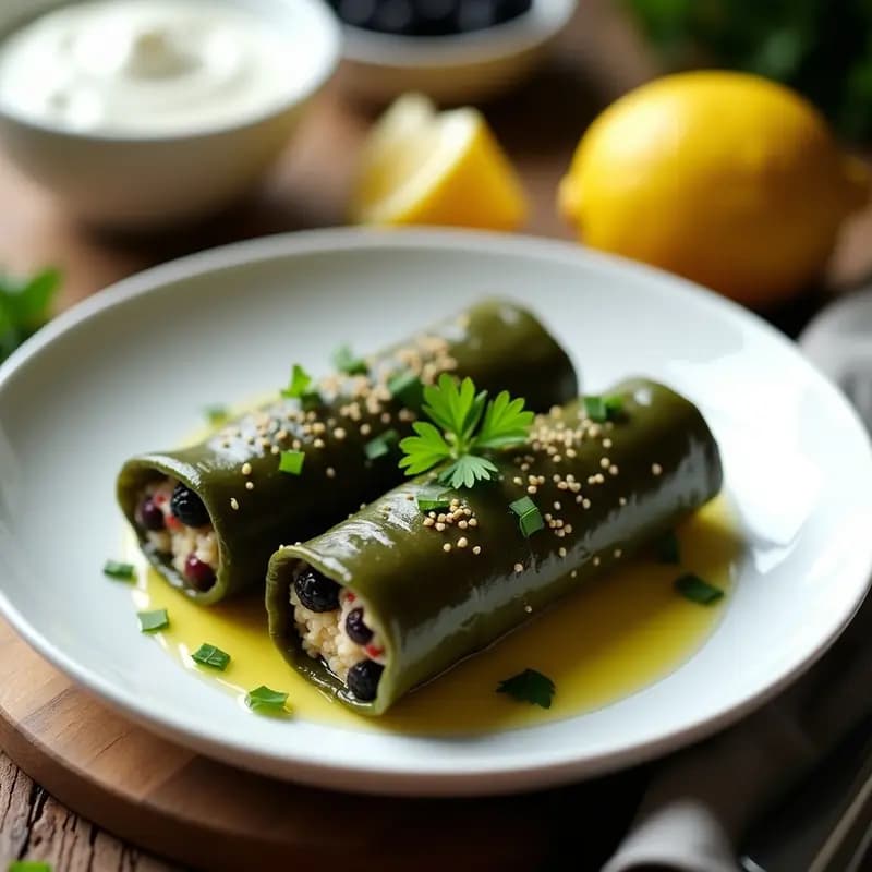 Rollitos de Hojas de Parra con Arroz Salvaje y Zarzas: Receta Armenio-Vegana para Tupper
