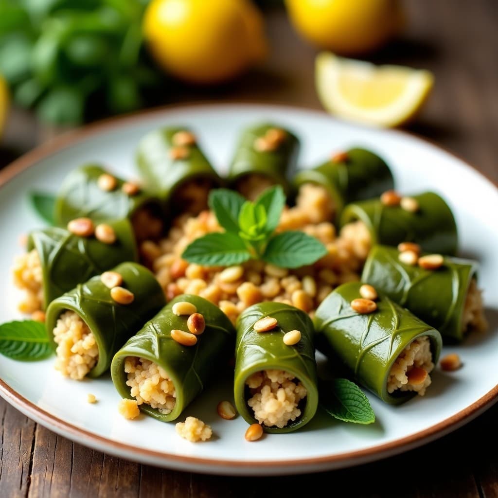 Rollitos de Hojas de Parra con Arroz de Coliflor y Piñones: Entrante Griego Keto en 20 Minutos