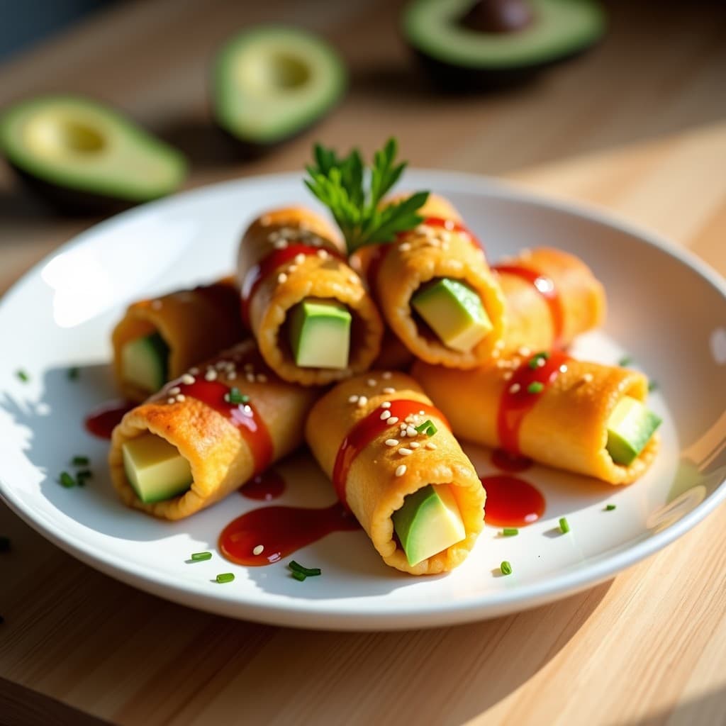 Rollitos de Huevo con Aguacate y Salsa Sriracha: Receta en Airfryer Alta en Proteína