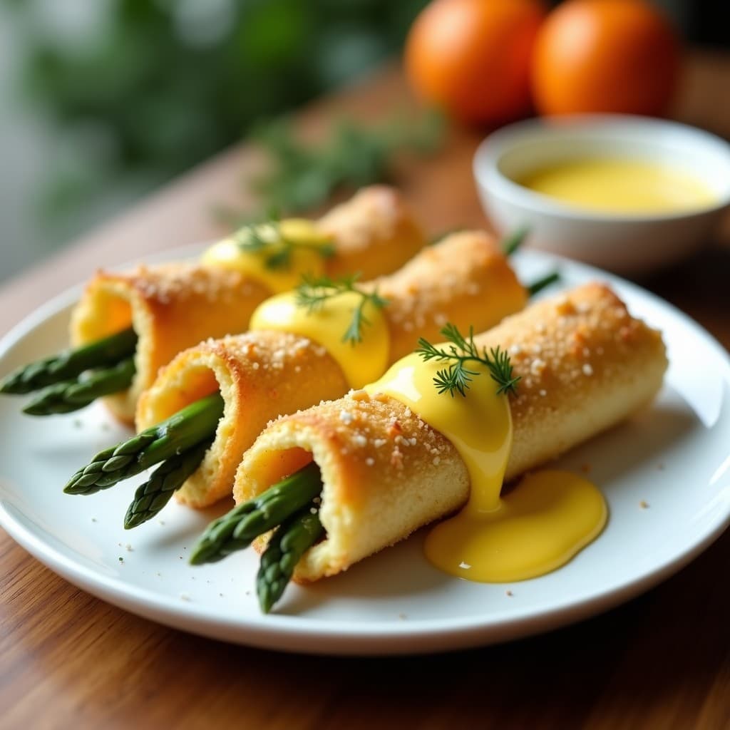 Rollitos de Huevo y Espárragos con Salsa Holandesa: Receta Francesa en Airfryer