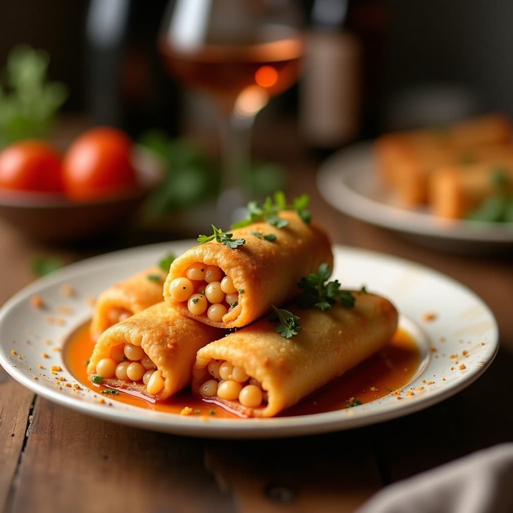 Rollitos de hummus de Garbanzo y Aceitunas: Aperitivo Árabe en Airfryer y Crujiente