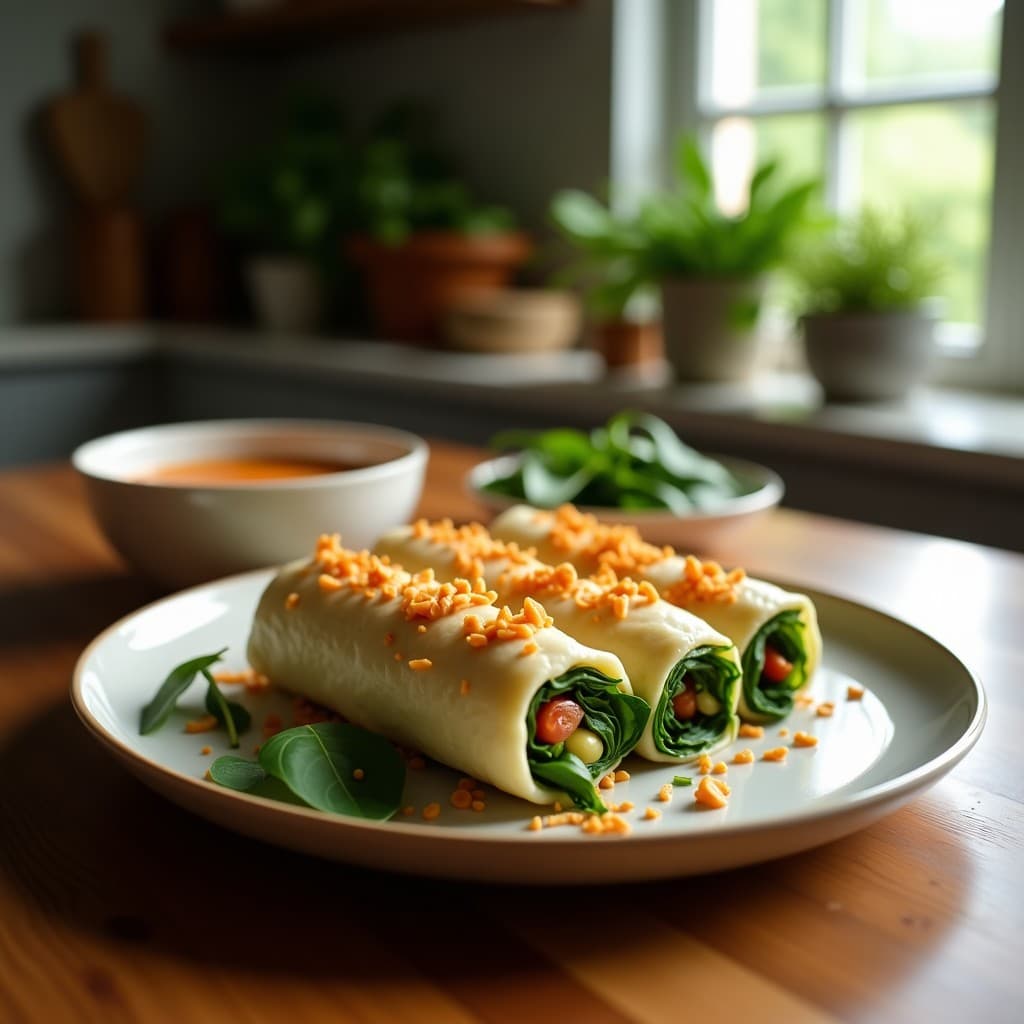 Rollitos de Leche de Coco y Espinacas con Salsa de Cacahuete: Entrante Tailandés Sin Gluten