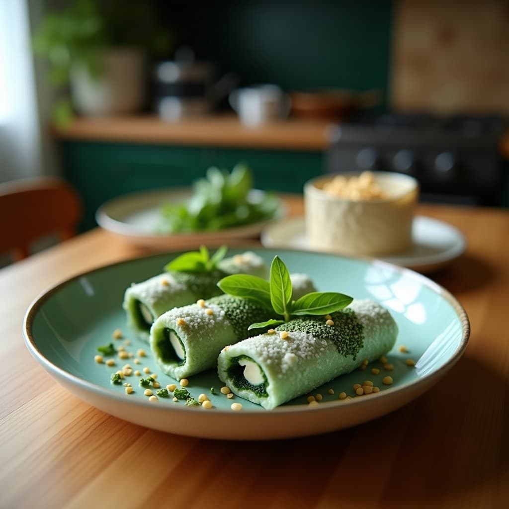 Rollitos de Leche de Coco y Espirulina: Postre Mexicano Vegano Sin Horno