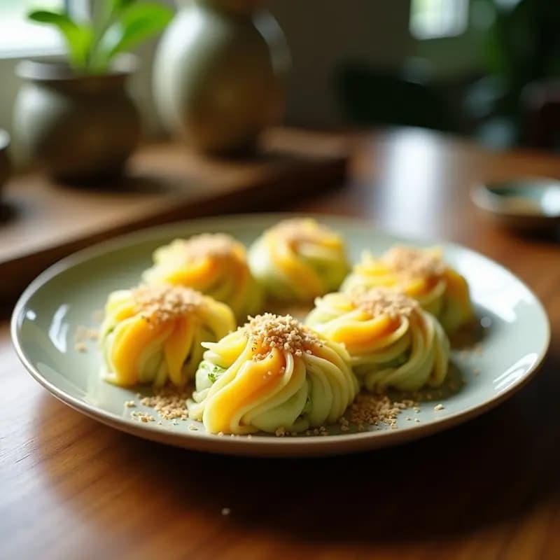 Rollitos de Leche de Coco y Mango con Cobertura de Matcha: Postre Japonés en 20 Minutos