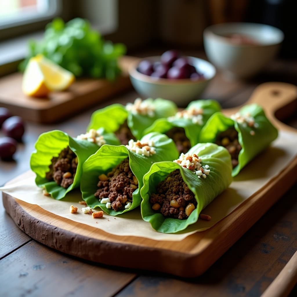 Rollitos de Lechuga Hoja de Roble con Pate de Aceitunas Negras y Anchoas: Receta Griega Baja en Carbohidratos