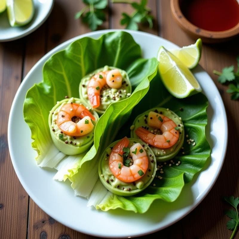 Rollitos de Lechuga con Aguacate y Langostinos: Receta Keto y Baja en Calorías en 10 Minutos