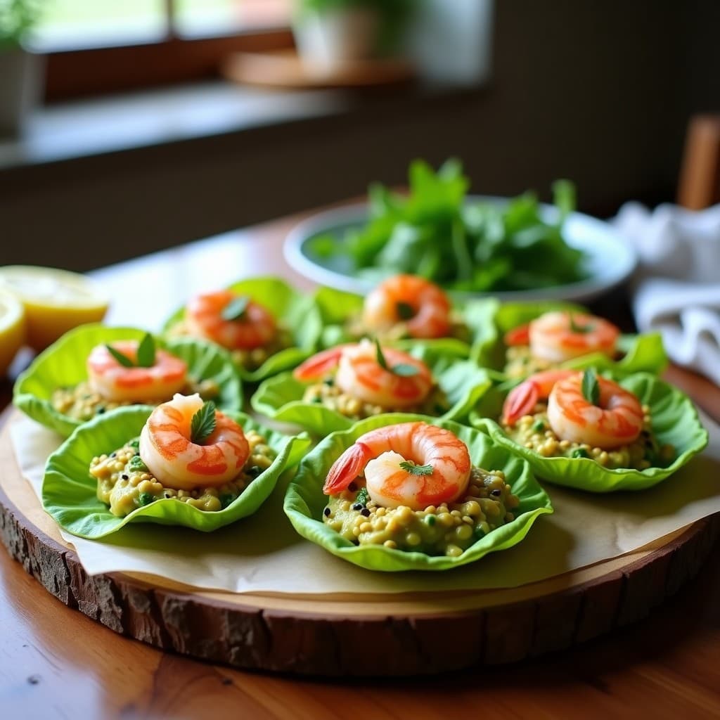 Rollitos de Lechuga Hoja de Roble con Relleno de Aguacate y Langostinos: Receta Ligera en 15 Minutos