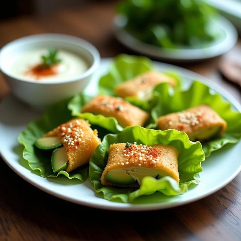 Rollitos de Lechuza con Aguacate y Salsa de Yogur: Entrante Vegano en Airfryer
