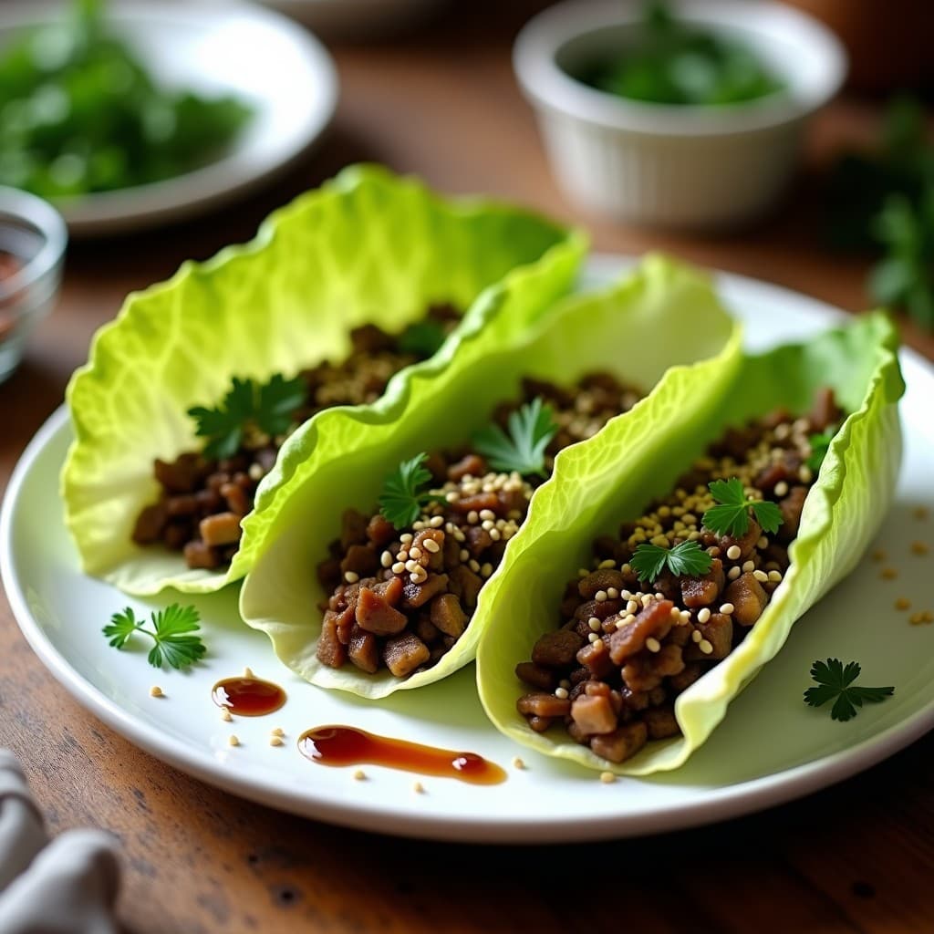 Rollitos de Lechuga con Relleno de Arroz Salvaje y Champiñones Portobello: Receta Vegetariana en Airfryer