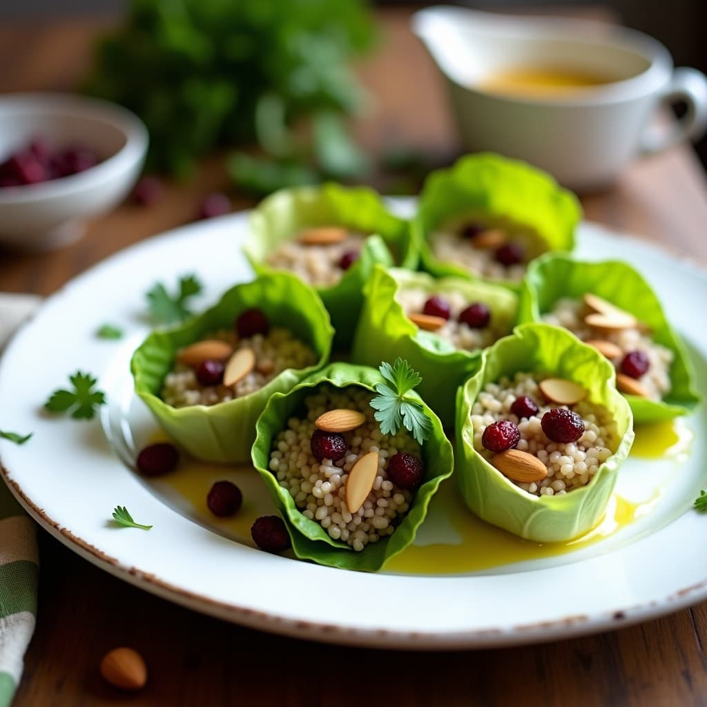 Rollitos de Lechuja Rellenos de Arroz Salvaje y Cranberries: Entrante Iraní Vegano y Sin Gluten