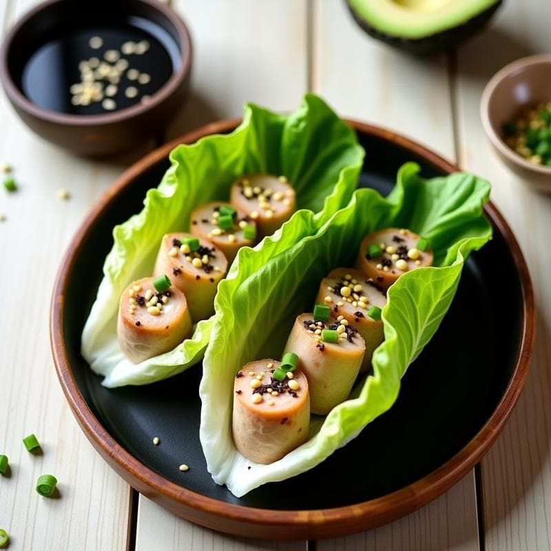 Rollitos de Lechuga con Relleno de Atún y Aguacate: Receta Japonesa Baja en Carbohidratos